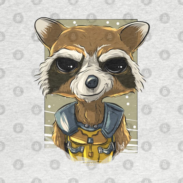Pop Culture Caricature #14 - Rocket Raccoon by yazgar